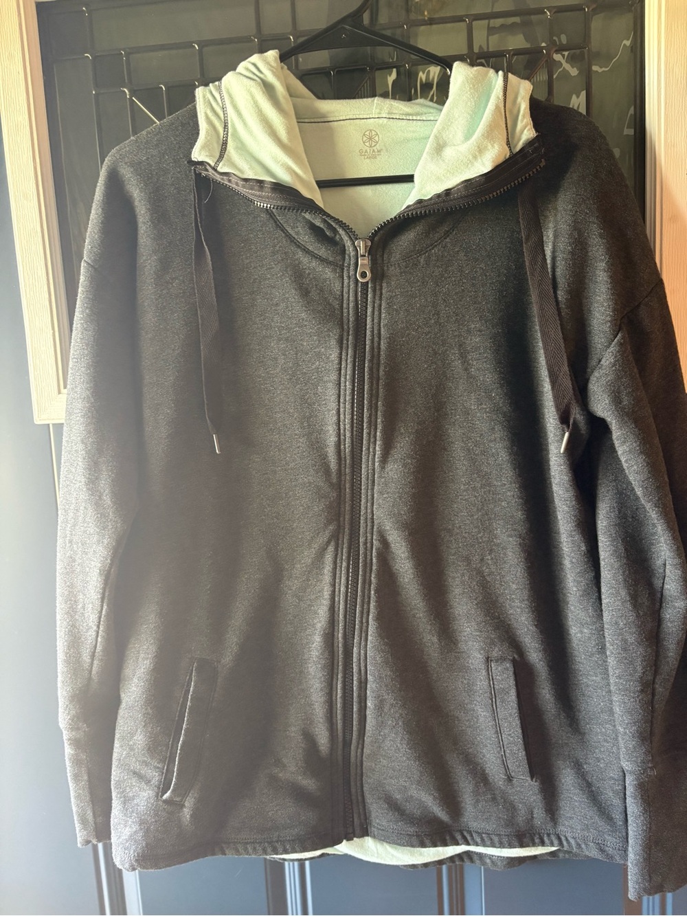 Women’s Gaiam Charcoal Gray Zip-Up Hooded Jacket